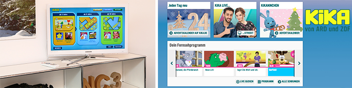 Frontend by NC3: Das User Interface der KiKA-Mediathek auf dem TV-Screen