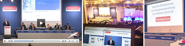 Live-Webcasting der Hauptversammlung der KLÖCKNER & CO. SE, inkl. Folien-Flipping und Sprecher-Indexierung