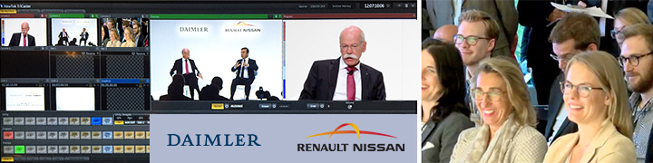 Beim Pressegespräch von Daimler und Renault-Nissan liefen in unserer Bildregie Signale von drei Full-HD-Kameras ein