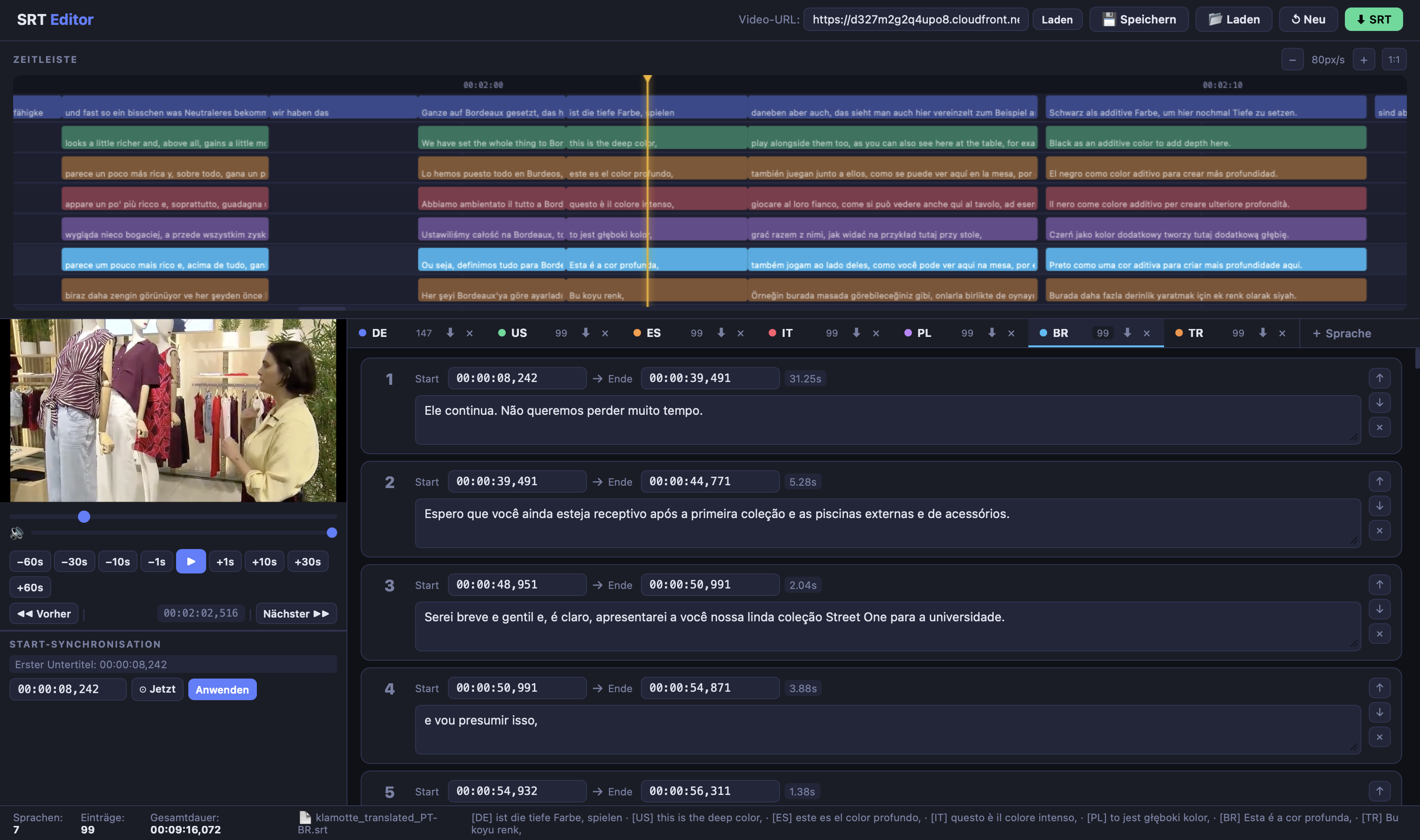 Multispur Untertitel Editor Multispur Untertitel Editor für mehrsprachige Videobearbeitung